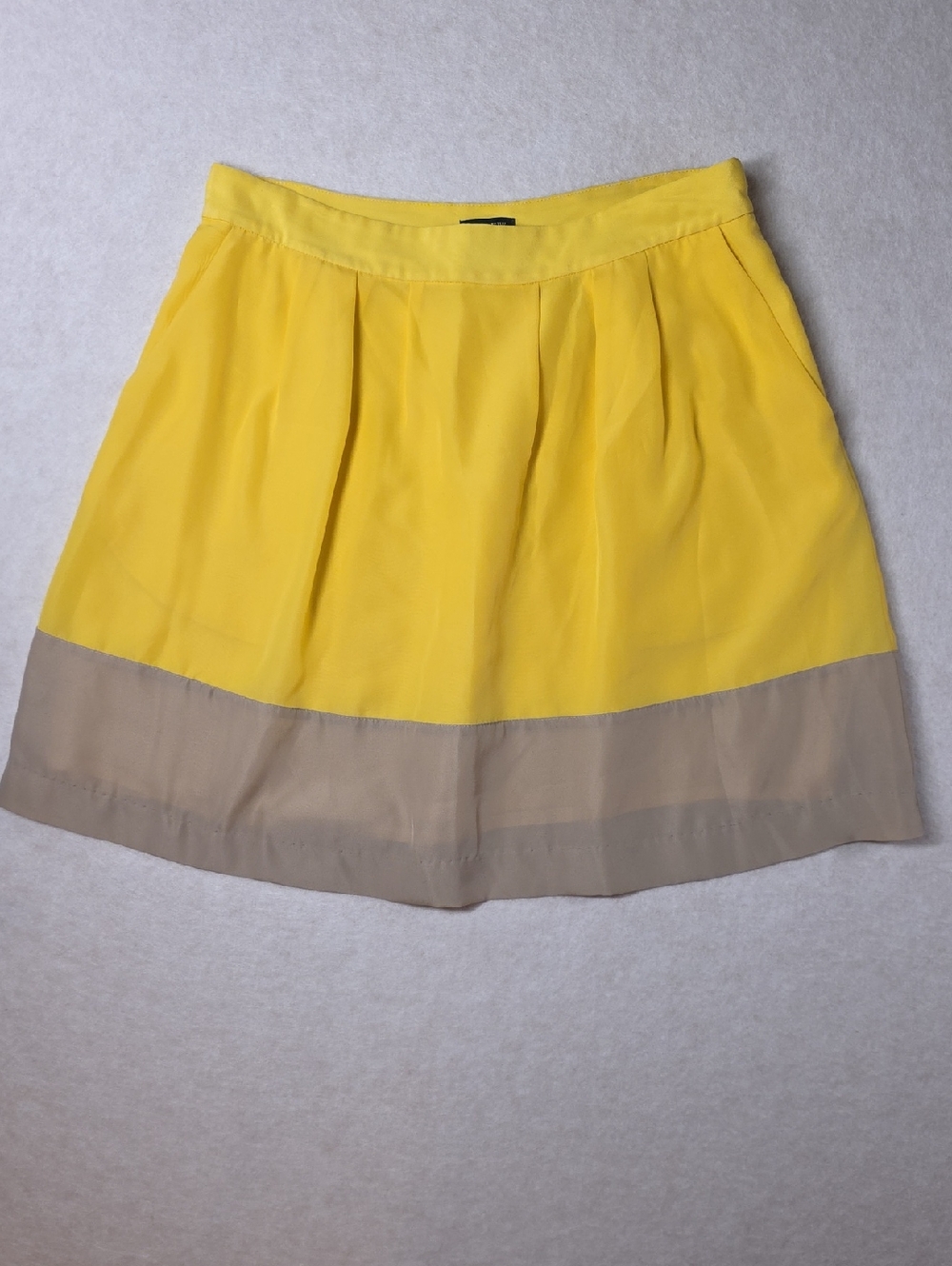 J. Crew Yellow Skirt with Tan Hem Pockets